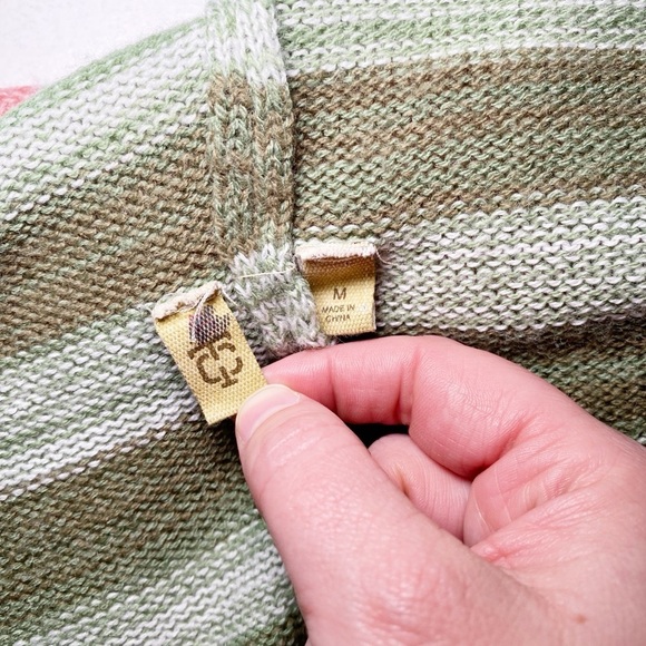 Striped Green and Pink Women's Sweater - Picture 7 of 13